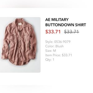 American Eagle Military Button Down Shirt